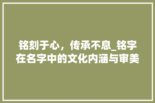 铭刻于心，传承不息_铭字在名字中的文化内涵与审美价值