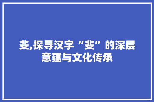 斐,探寻汉字“斐”的深层意蕴与文化传承