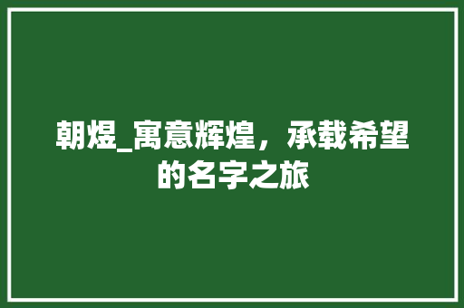 朝煜_寓意辉煌，承载希望的名字之旅