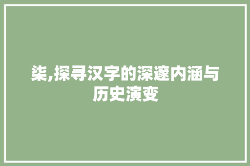 柒,探寻汉字的深邃内涵与历史演变