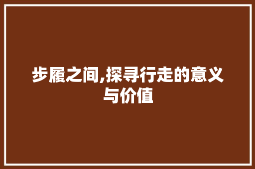 步履之间,探寻行走的意义与价值 工作总结