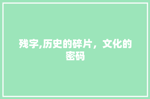 残字,历史的碎片，文化的密码