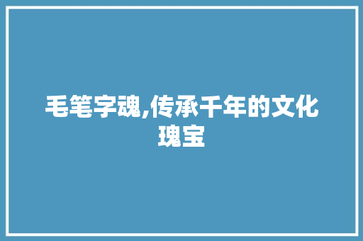 毛笔字魂,传承千年的文化瑰宝