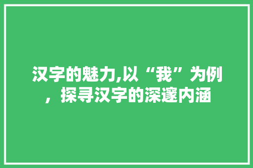 汉字的魅力,以“我”为例，探寻汉字的深邃内涵