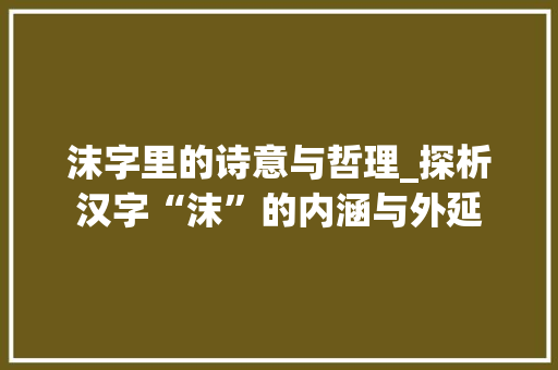 沫字里的诗意与哲理_探析汉字“沫”的内涵与外延 工作总结