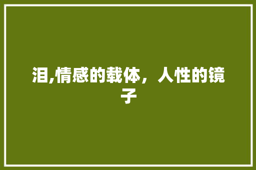 泪,情感的载体，人性的镜子