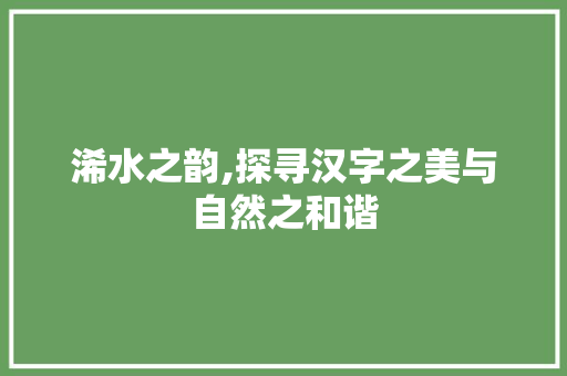 浠水之韵,探寻汉字之美与自然之和谐