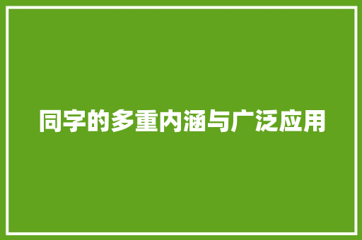 同字的多重内涵与广泛应用