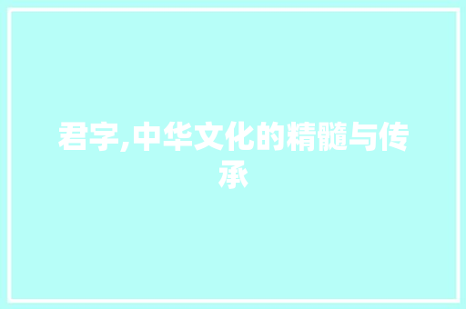 君字,中华文化的精髓与传承