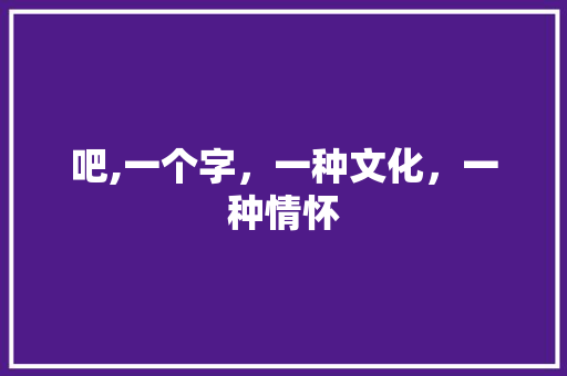 吧,一个字，一种文化，一种情怀