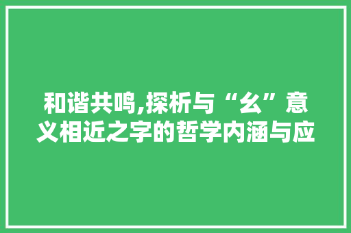 和谐共鸣,探析与“幺”意义相近之字的哲学内涵与应用