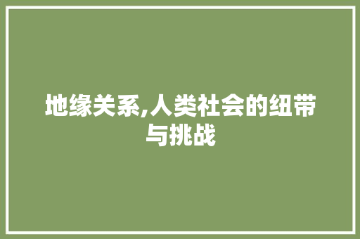 地缘关系,人类社会的纽带与挑战 合同范本