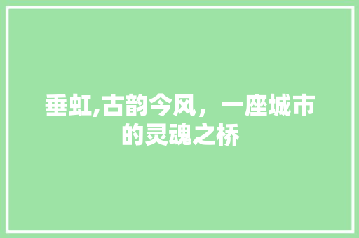 垂虹,古韵今风，一座城市的灵魂之桥
