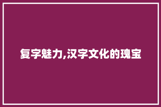 复字魅力,汉字文化的瑰宝