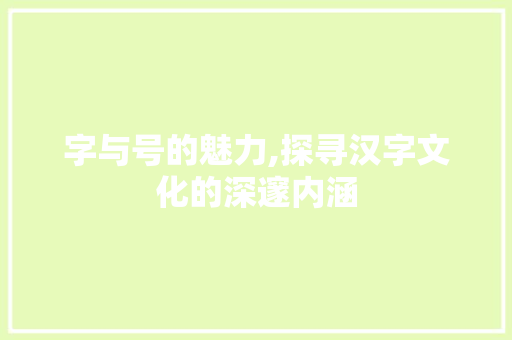 字与号的魅力,探寻汉字文化的深邃内涵