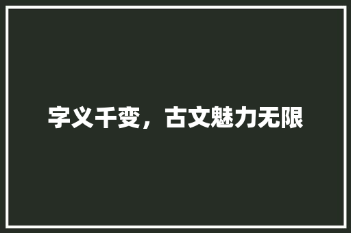 字义千变，古文魅力无限