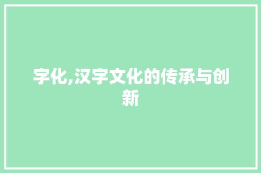 字化,汉字文化的传承与创新