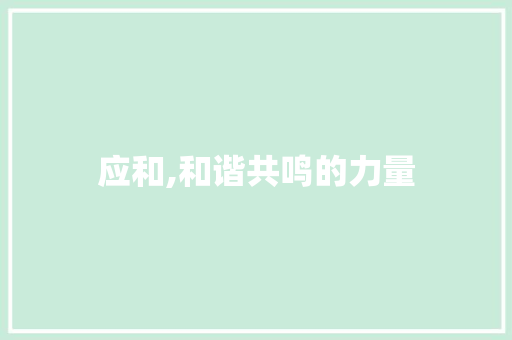 应和,和谐共鸣的力量