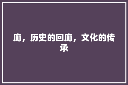 廊，历史的回廊，文化的传承