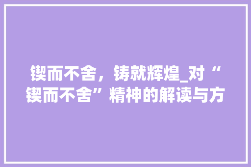 锲而不舍，铸就辉煌_对“锲而不舍”精神的解读与方法