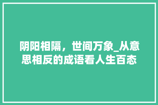 阴阳相隔，世间万象_从意思相反的成语看人生百态