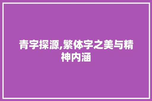 青字探源,繁体字之美与精神内涵 个人简历
