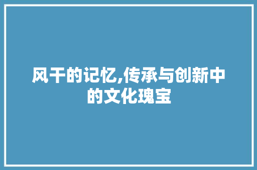 风干的记忆,传承与创新中的文化瑰宝