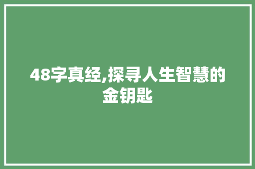 48字真经,探寻人生智慧的金钥匙
