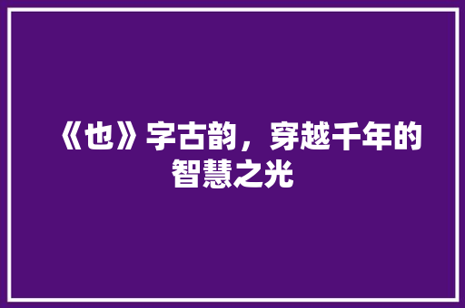 《也》字古韵，穿越千年的智慧之光