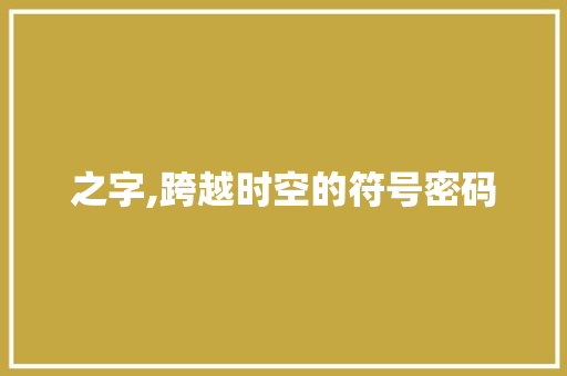 之字,跨越时空的符号密码