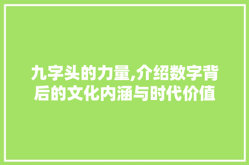 九字头的力量,介绍数字背后的文化内涵与时代价值