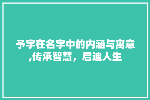 予字在名字中的内涵与寓意,传承智慧，启迪人生