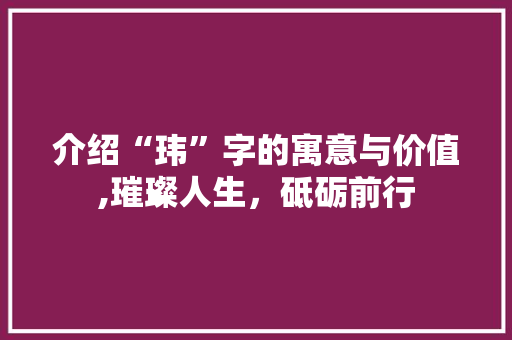 介绍“玮”字的寓意与价值,璀璨人生，砥砺前行