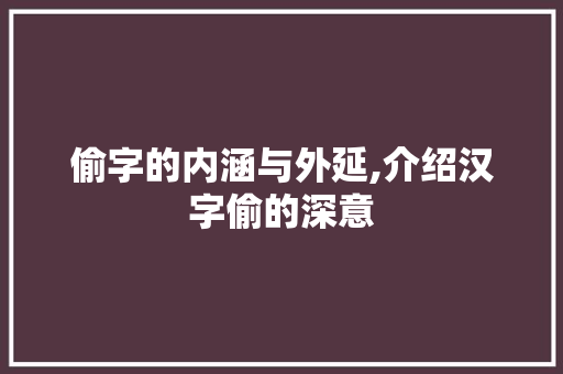 偷字的内涵与外延,介绍汉字偷的深意 工作总结