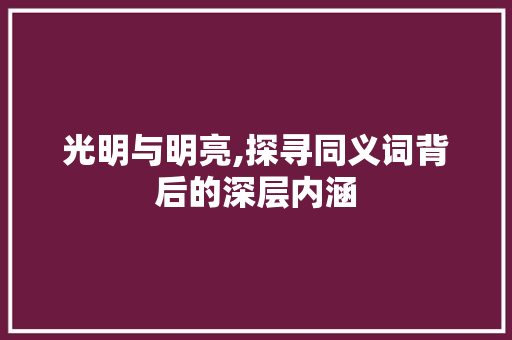 光明与明亮,探寻同义词背后的深层内涵