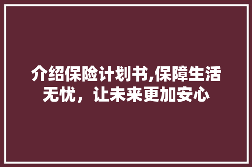 介绍保险计划书,保障生活无忧，让未来更加安心
