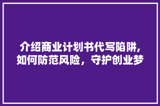 介绍商业计划书代写陷阱,如何防范风险，守护创业梦想