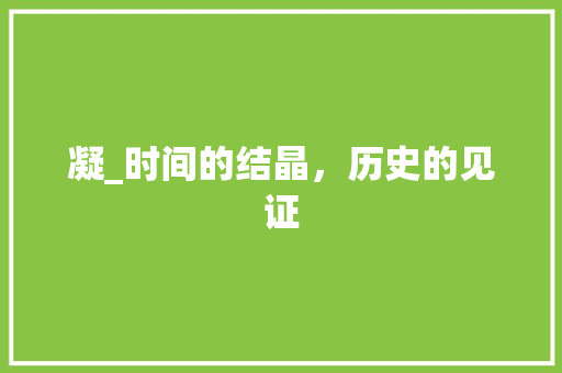 凝_时间的结晶，历史的见证