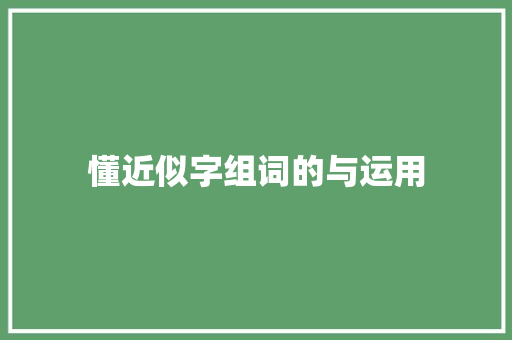 懂近似字组词的与运用