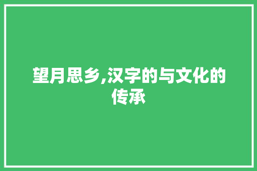 望月思乡,汉字的与文化的传承 工作总结