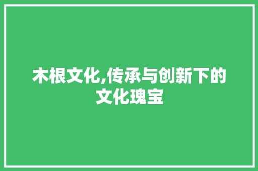 木根文化,传承与创新下的文化瑰宝