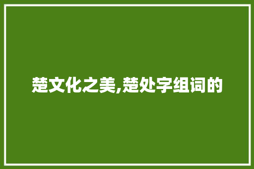 楚文化之美,楚处字组词的