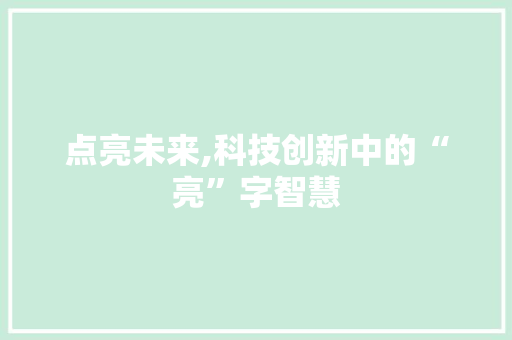 点亮未来,科技创新中的“亮”字智慧