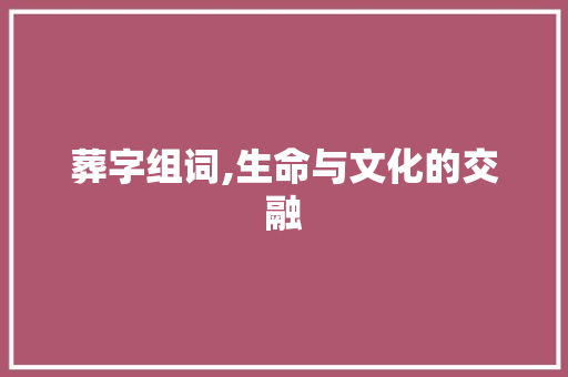 葬字组词,生命与文化的交融
