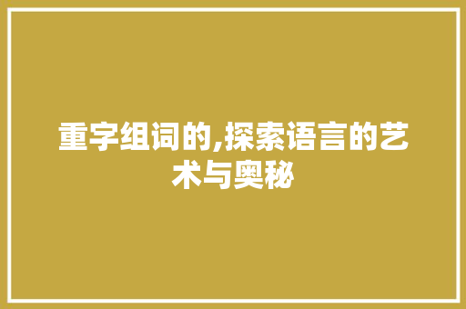 重字组词的,探索语言的艺术与奥秘