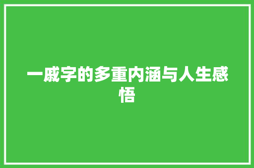 一戚字的多重内涵与人生感悟