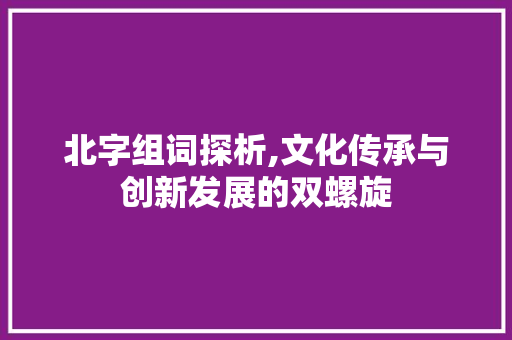 北字组词探析,文化传承与创新发展的双螺旋