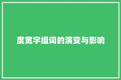 度宽字组词的演变与影响