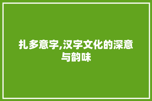 扎多意字,汉字文化的深意与韵味