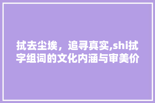 拭去尘埃，追寻真实,shi拭字组词的文化内涵与审美价值 成语大全